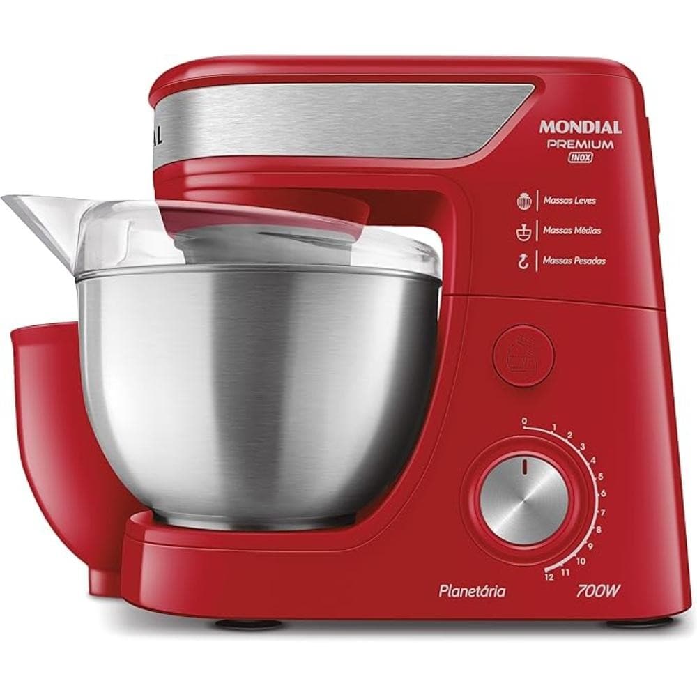 Batedeira Planetária Mondial Premium 4,5L Vermelho/Inox 700W 127V - BP-02P-R-TI