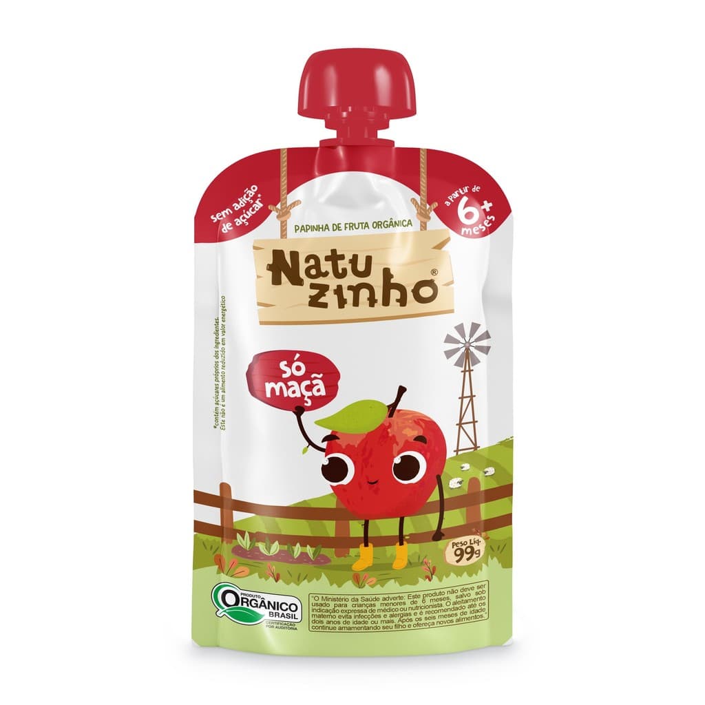 Papinha Orgânica Bebe Maçã Vegana 99g Natuzinho