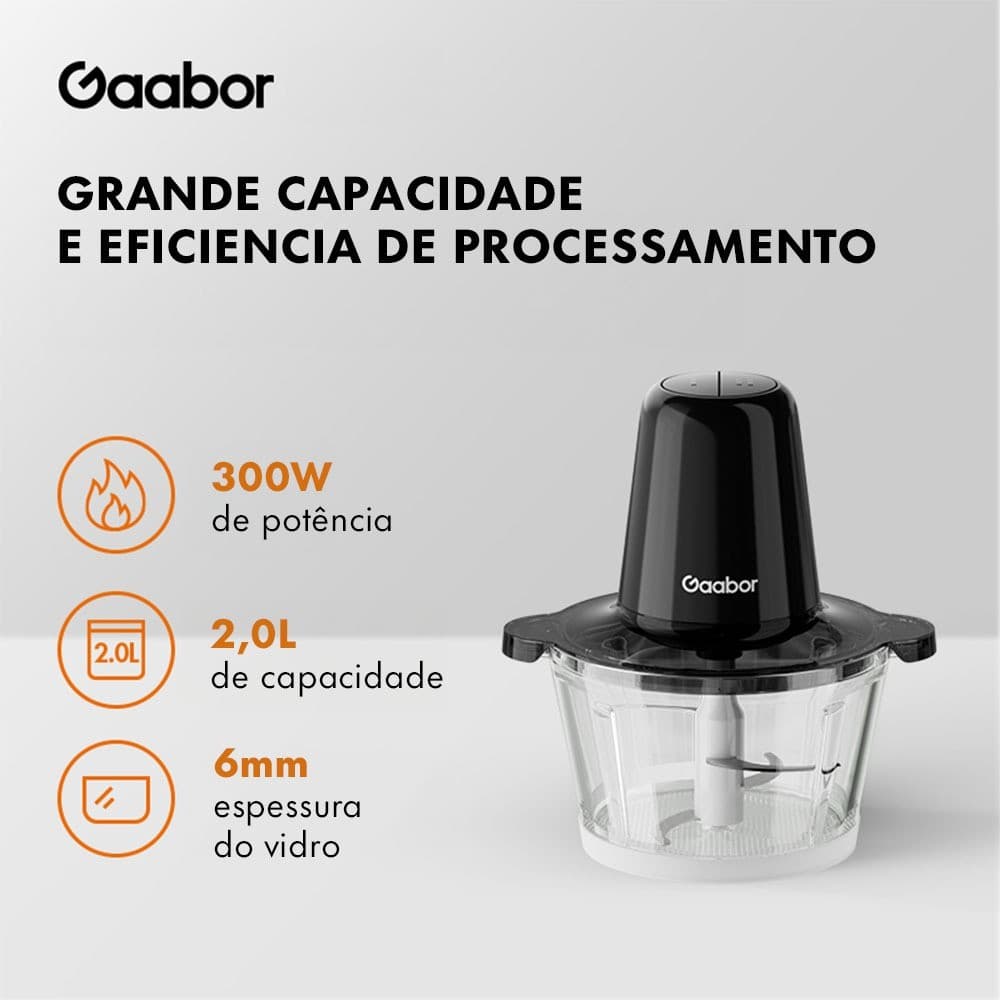 Gaabor Processador Multislice Capacidade 2L Recipiente de Vidro 4 Lâminas 300W MG-15M02A