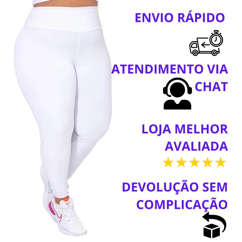 Calça LEGGING PLUS SIZE Branca Feminina, Academia, Uniformes, Medicina, Enfermagem, Dentistas, Fisioterapeutas, Estética