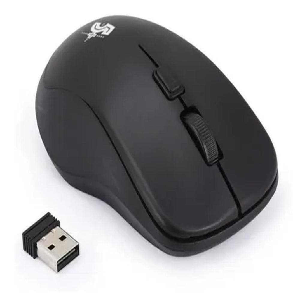 Mouse Office Sem Fio Wireless 2.4 Ghz 5+ Preto 1000 DPI Adaptador Transmissão Ergonômico Notebook Pc