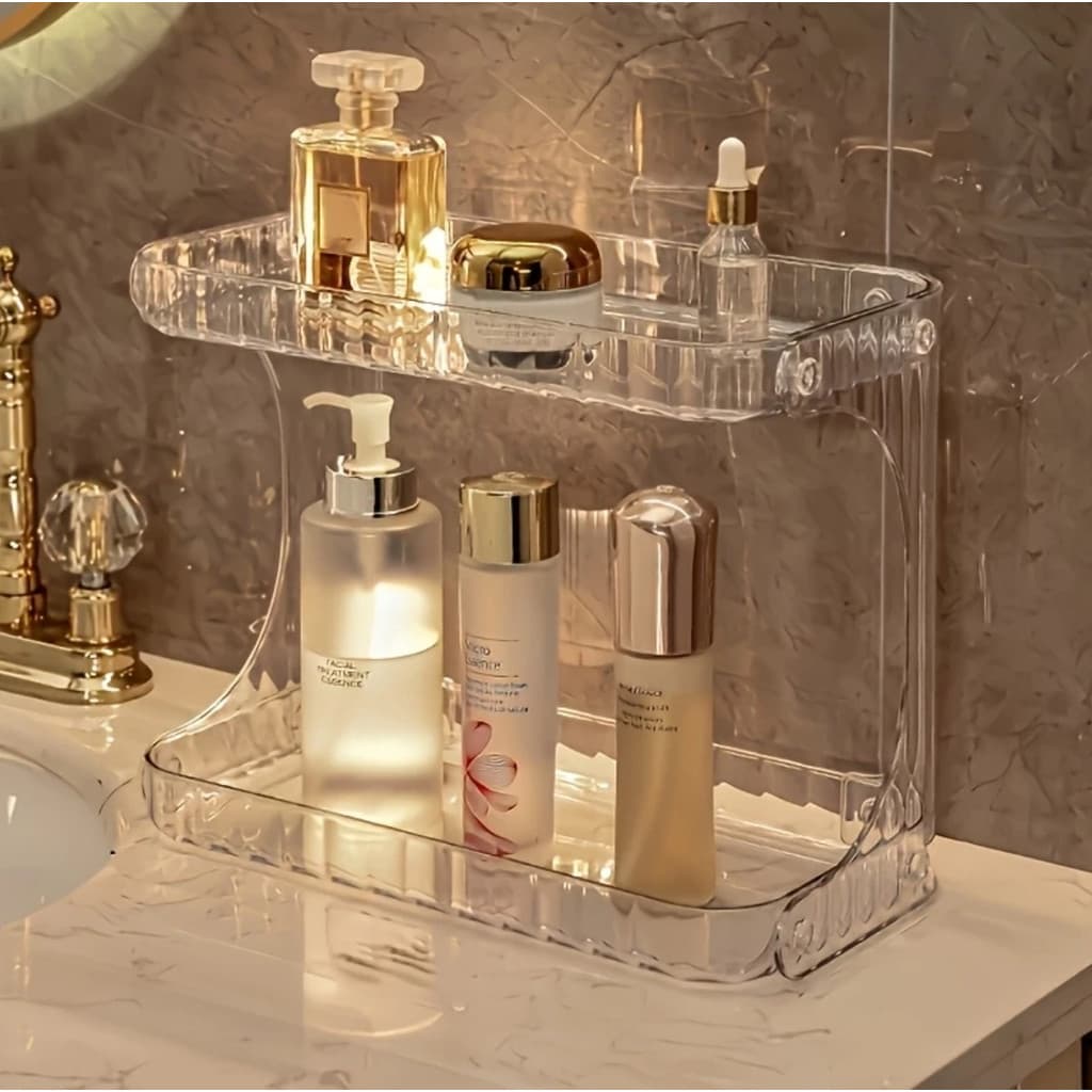 Organizador De Banheiro 2 camadas Prateleira De Maquiagem Acrílica Suporte Cosmético Liptick