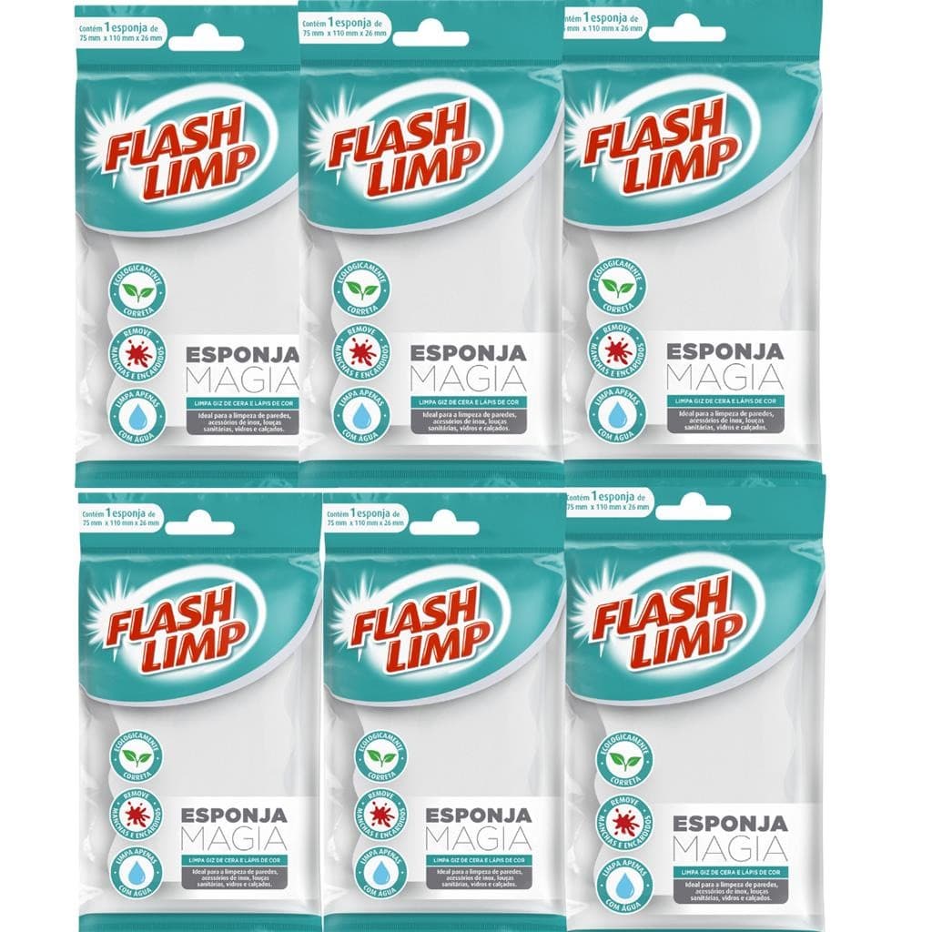 Esponja Magica Tira Mancha c/ 6 Unidades Flash Limp