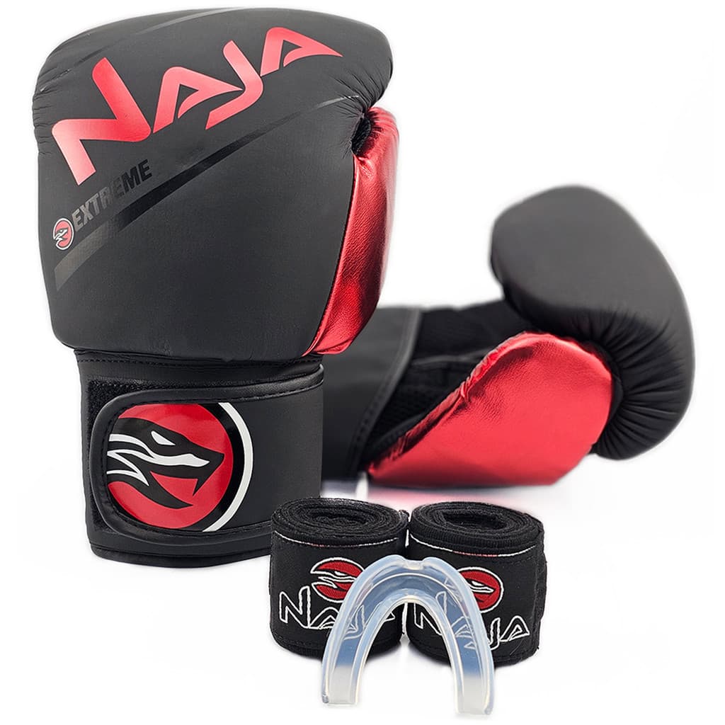 Kit Boxe / Muay Thai Luva Naja Extreme + Bucal + Bandagem + Bolsa