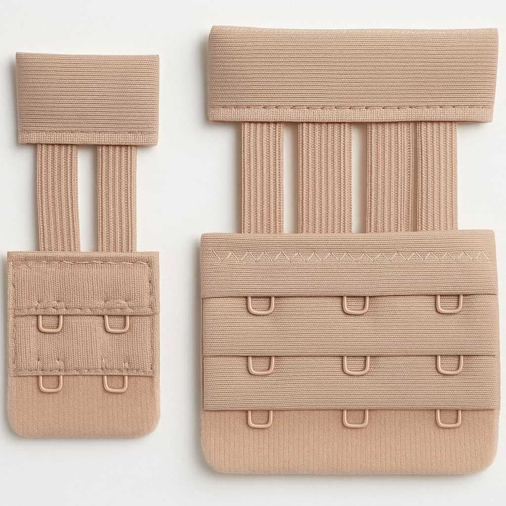 Extensor de Soutien Elástico Tule 4 Unidades 2 Pequena 2 Ganchos e 2 Médias 3 Ganchos Bege