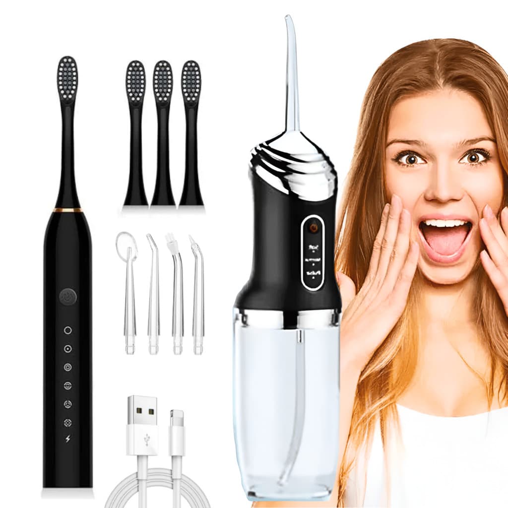 Kit Escova Elétrica + Irrigador Bucal Jato Limpador Oral