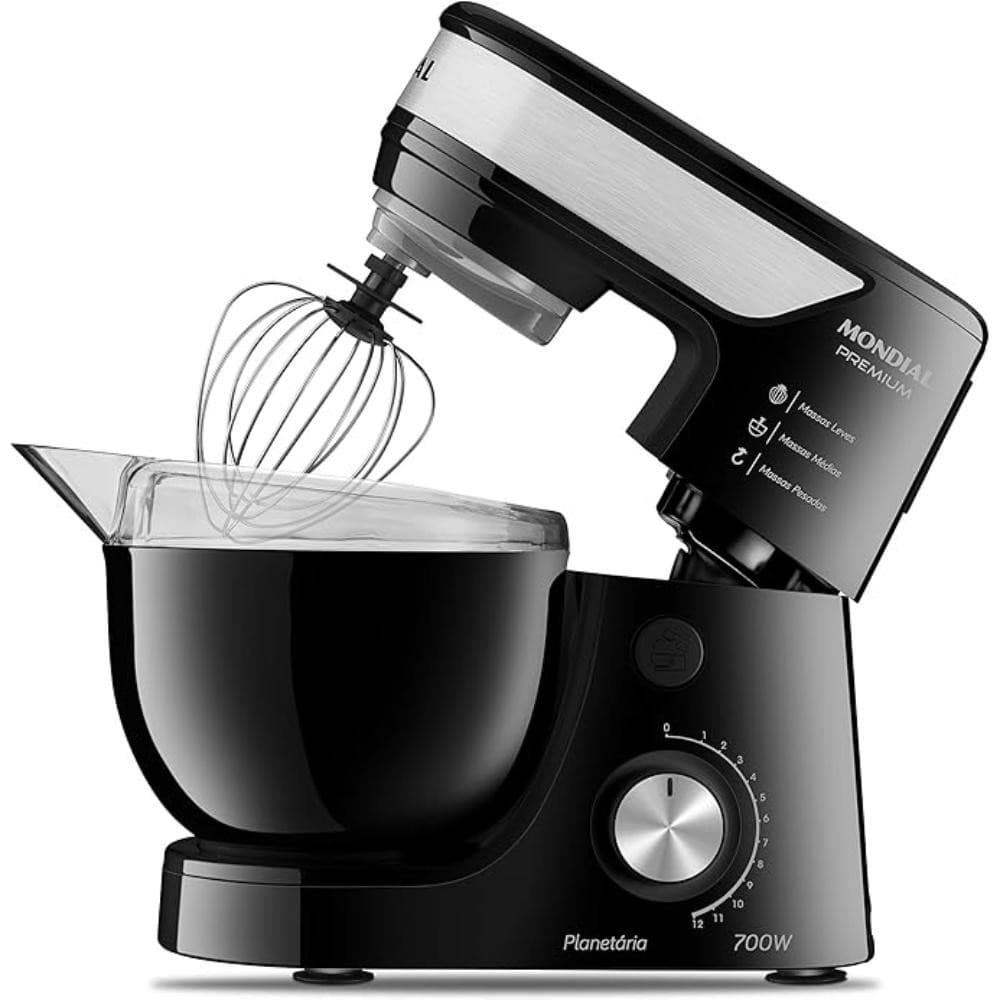 Batedeira Planetária Mondial Premium 12 Velocidades 700W Preto/Inox 127V - BP-01P-B