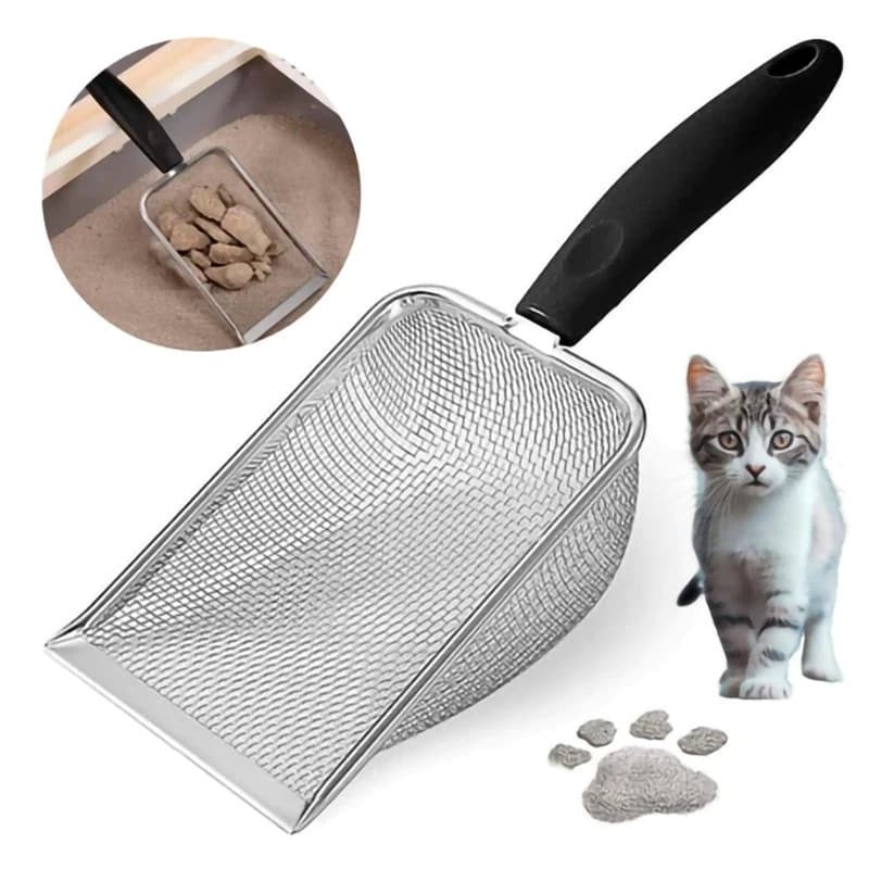 Pá Higiênica De Areia para Gatos Peneira Coletora Aço Inox