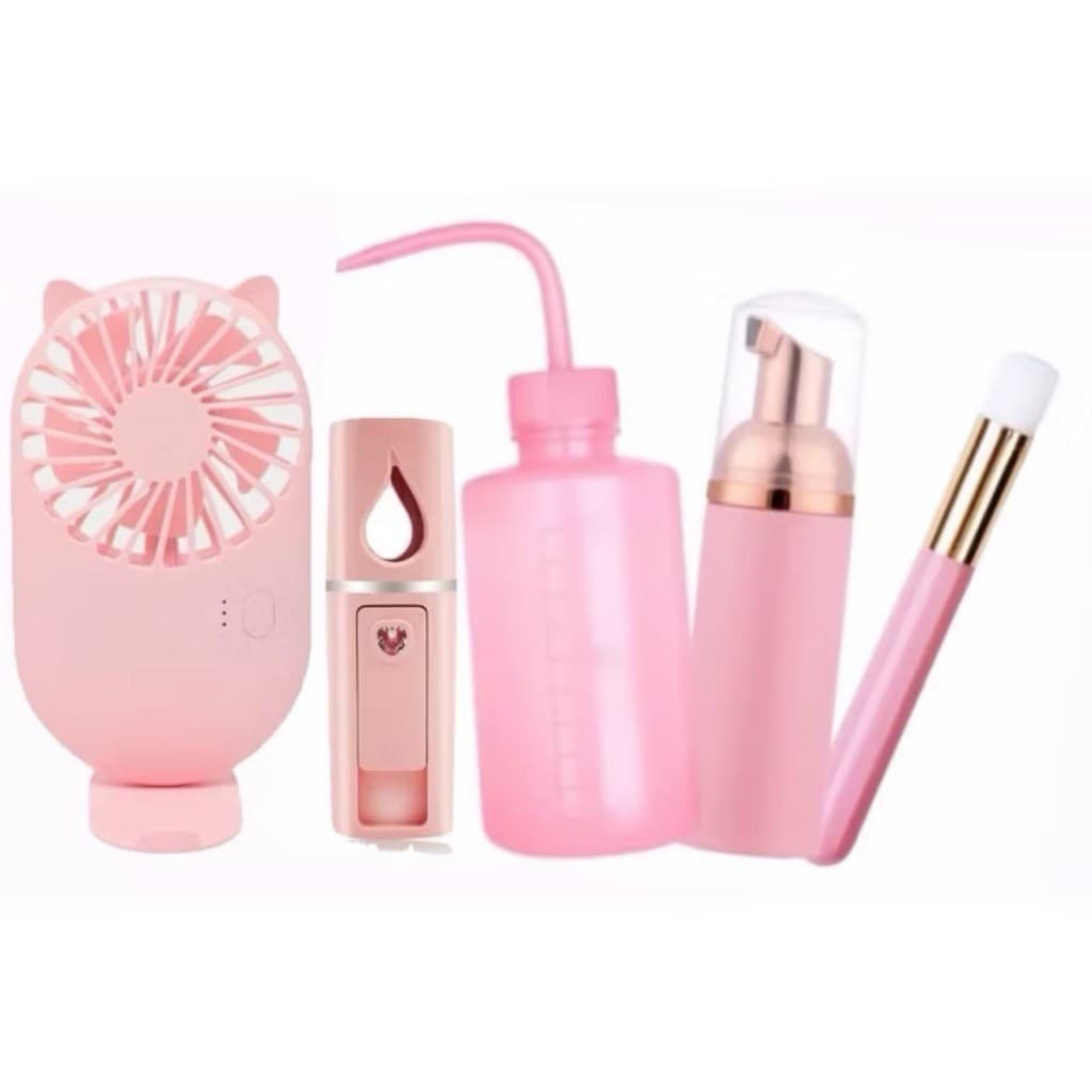 Kitcombinacao  Higienização limpeza de Cilios pump mini ventilador pisseta nano pincel