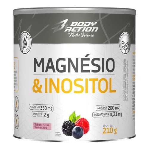 Magnésio E Inositol Taurina Melatonina Frutas Vermelhas 210g Bodyaction