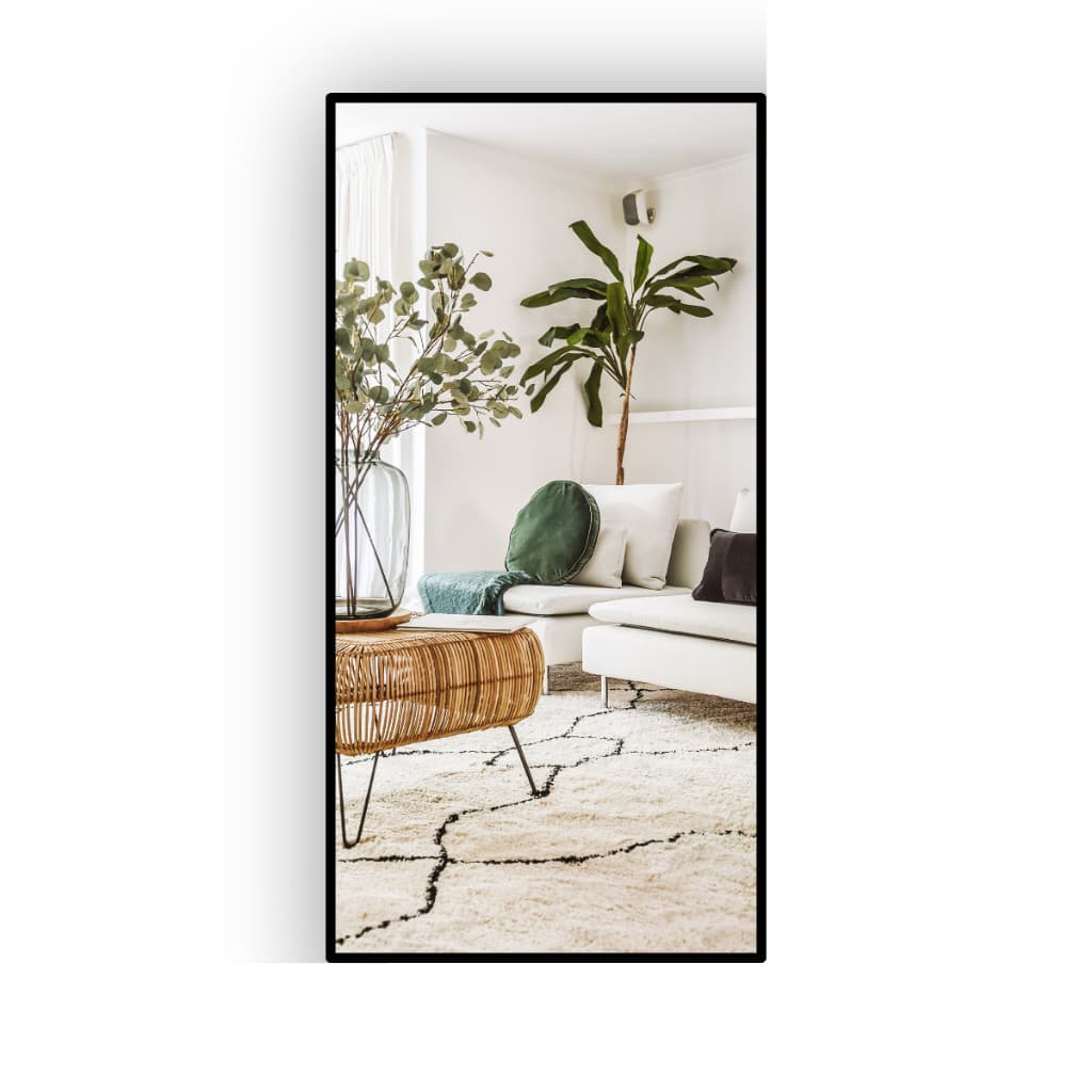 Espelho 20x40cm com Base de Metal e Moldura em Couro Sintético