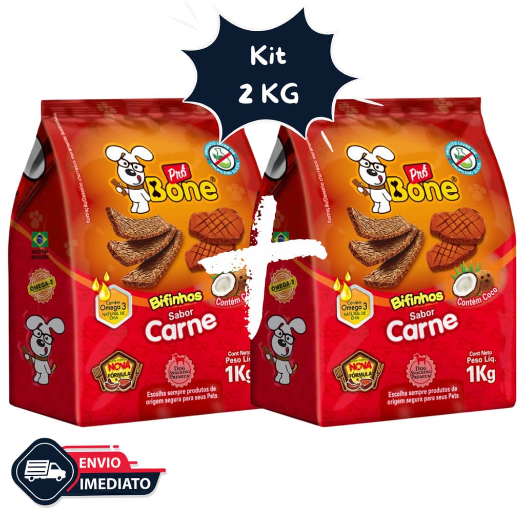 Kit Bifinho de 2 e 2,5 Kg PRO BONE Petiscos Cães Cachorro Pet Premium