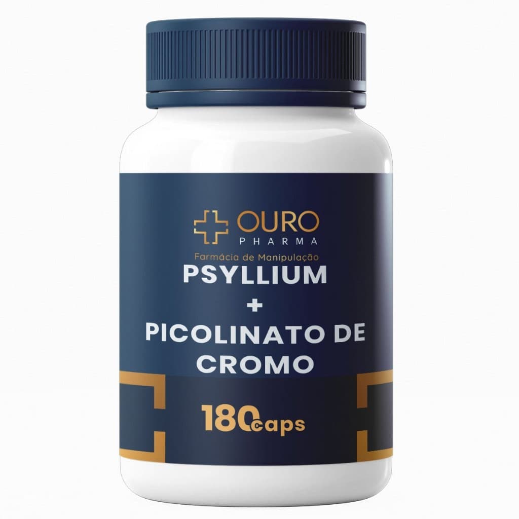 PSYLLIUM 250mg + PICOLINATO DE CROMO 250mcg 100% Natural 60, 120 ou 180 Cápsulas