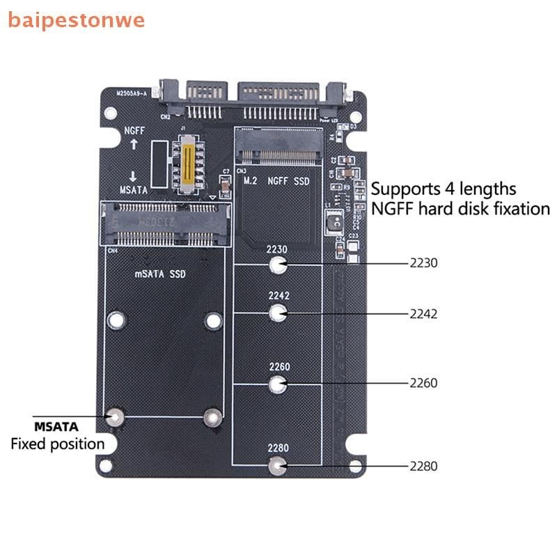[baipestonwe] NGFF Para SATA 3 HDD Gabinete Adaptador MSATA SSD M . 2 Placa Adaptadora De Protocolo
