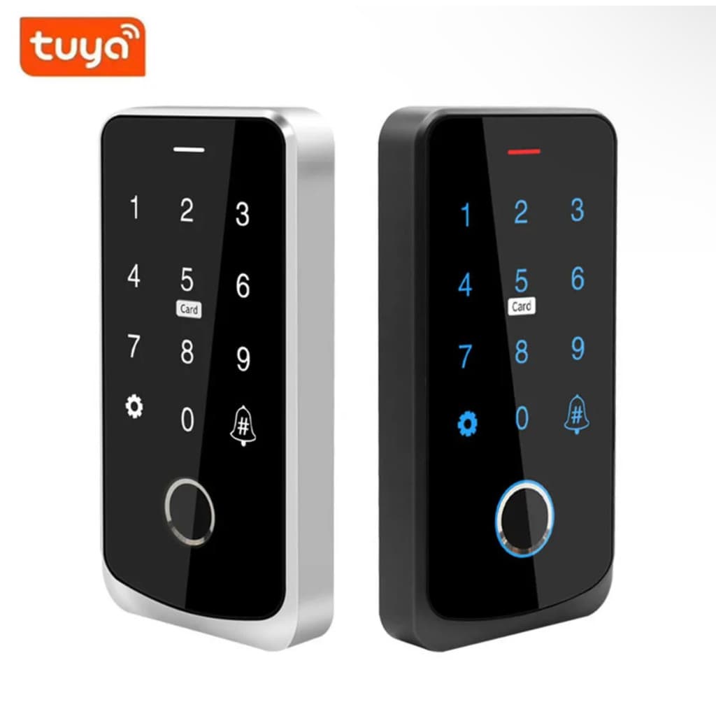 Teclado biométrico inteligente de impressão digital Tuya Bluetooth/NFC com toque retroiluminado e IP65 à prova d'água.