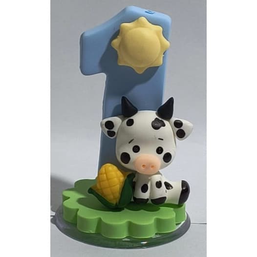 Vela Vaquinha AZUL em Biscuit COM PAVIO MAGICO