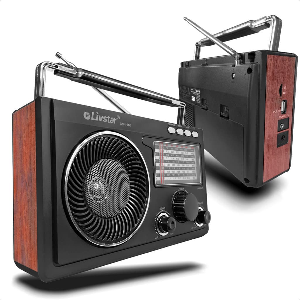 Rádio Retrô Recarregável Analógico Rural Bluetooth Bivolt Am/Fm