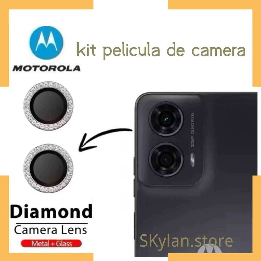 Pelicula diamante de vidro protetor de Lente Cãmera Para Motorola moto MOTO G14 G24 G34 G35 G55 G75 G84 G85 G86 G56