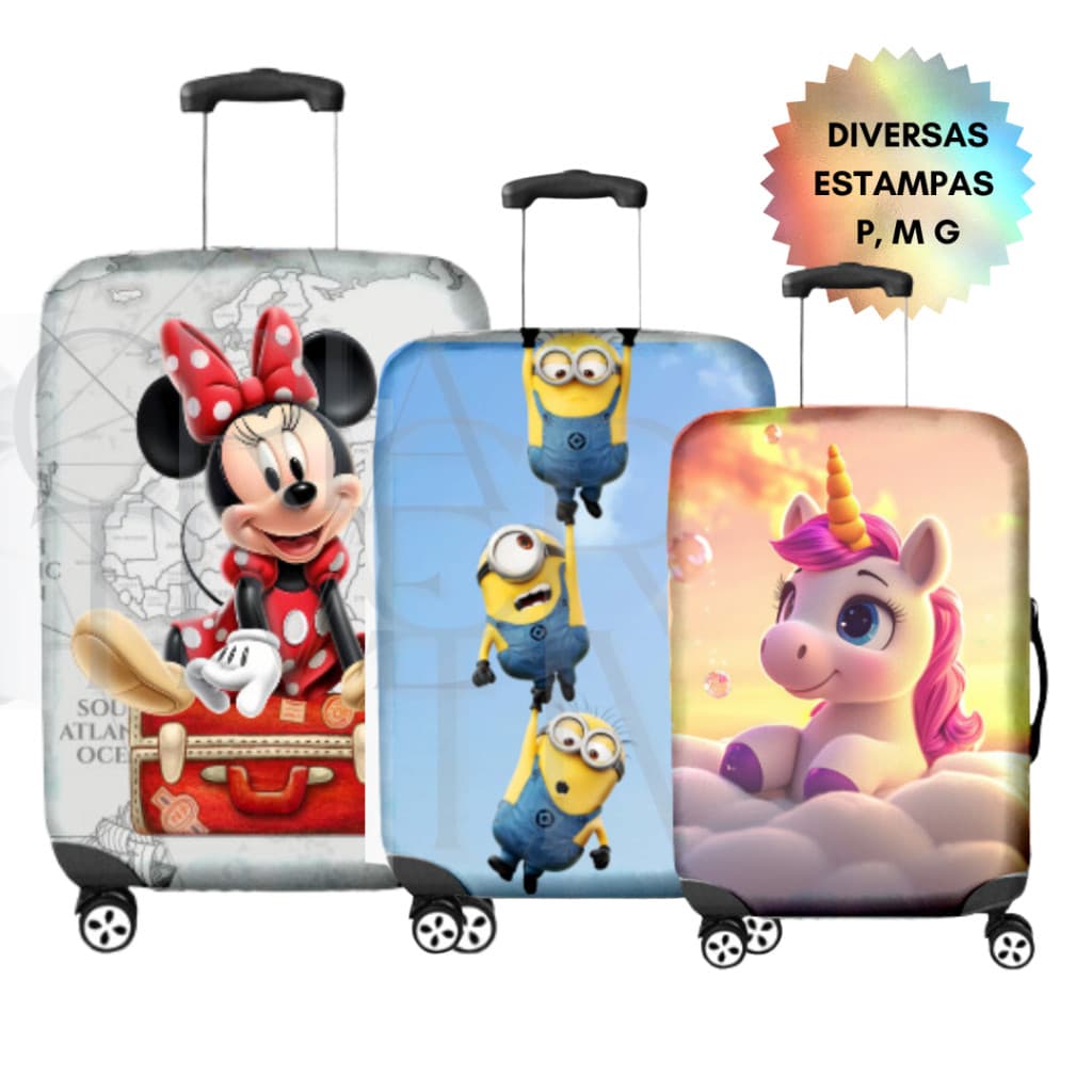 Capas de Mala para Viagem Protetora Estampas Personagens