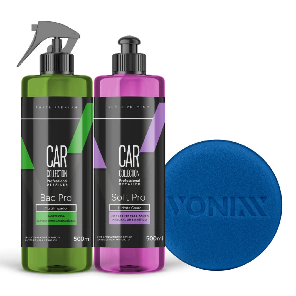 Kit Limpeza Bactericida E Hidratação De Couro Automotivo C/ aplicador Vonixx