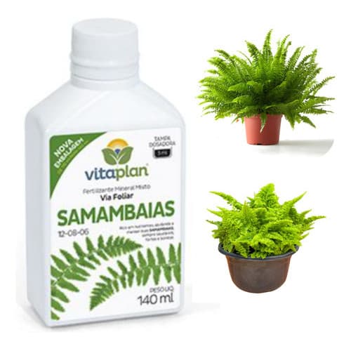 Fertilizante Adubo Mineral Samambaias 140ml Concentrado Foliar Folhagens Lindas e Bem Nutridas
