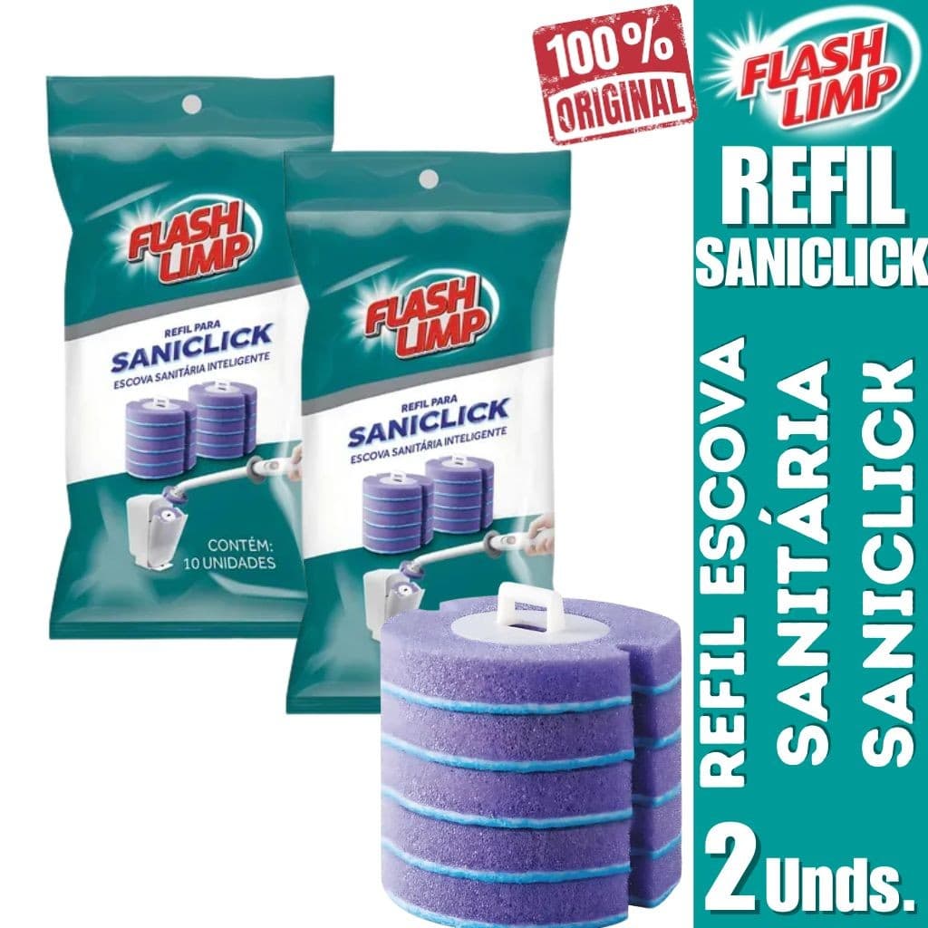 Kit 2 Refil Escova Sanitária Saniclick Flashlimp 10 Unidades - Flash Limp