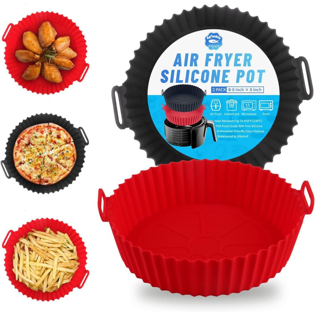 Forma De Silicone Quadrada Redonda Air Fryer Forno Assadeira Reutilizável Antiaderente Flexível