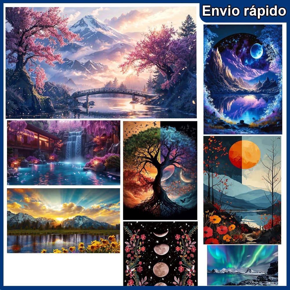 5d Pintura Com Diamante Cenário Natural Furadeira Redonda Bordado Decoração De Sala De Estar Pinturas Decorativas Arte