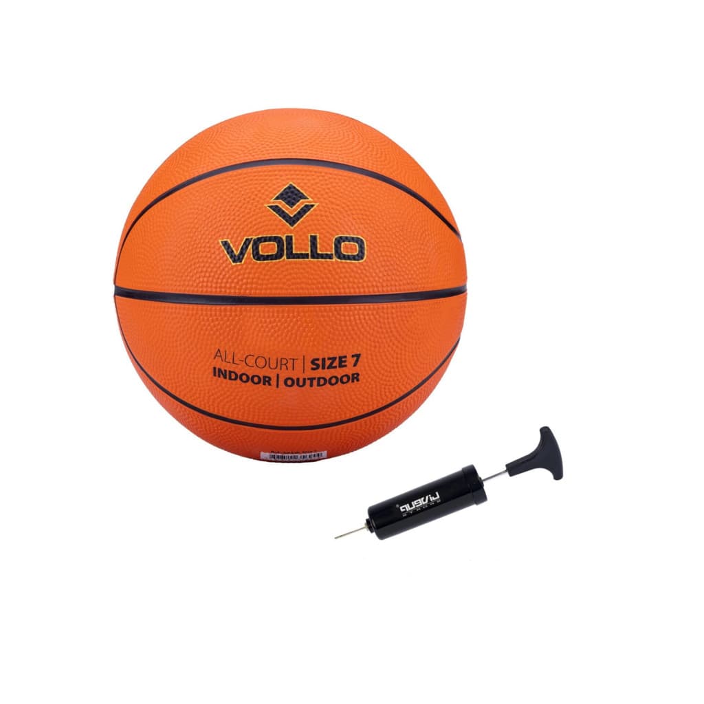 Kit Bola de Basquete Tamanho Oficial 7 Vollo + Bomba de Inflar Liveup