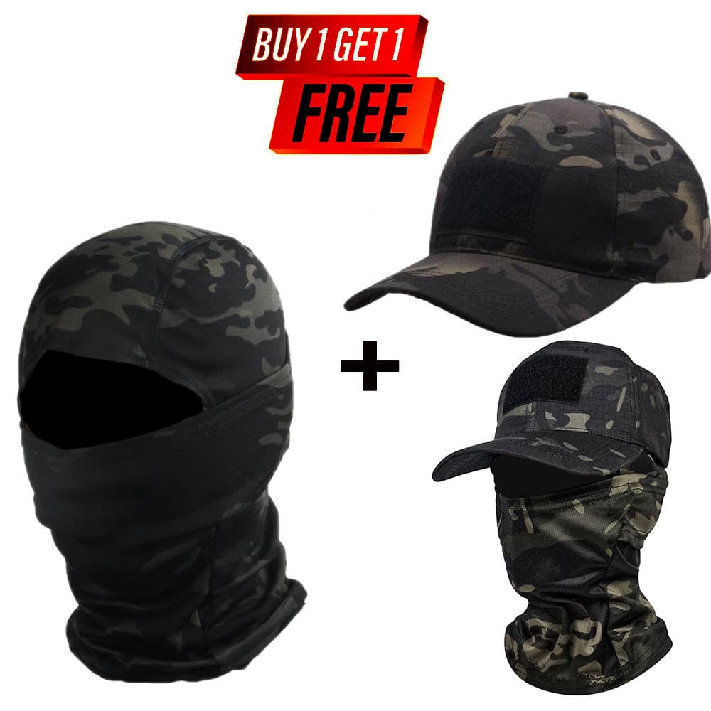 Compre 1 Leve 1 Balaclava + Boné Camuflado Para Pesca BalaclavaCaps Masculino Camuflagem Ao Ar Livre Chapéu De Selva Cam