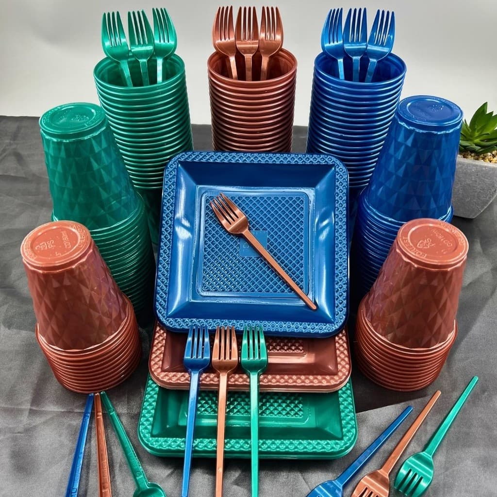 Kit 130 Itens Festa Aniversário Completo Perolado Descartável Luxo Pratinho Copo Garfo P/ 40 Pessoas