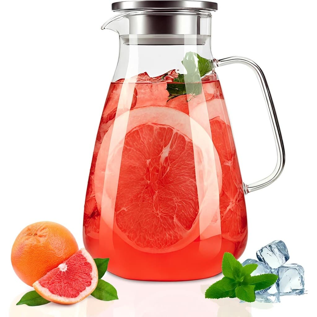 Jarra De Vidro Borossilicato com Tampa De Inox 2,6 Litros