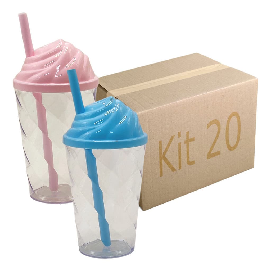 Kit 20 Copo 300ml Tampa Chantilly Sorvete Atacado Varejo Aniversário baladas restaurante buffet Show