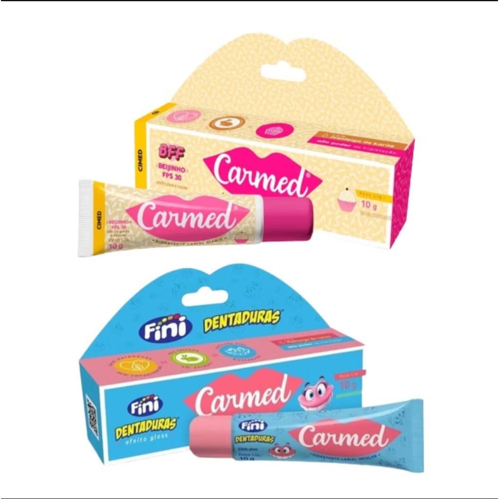 Kit 2 Unidades Carmed Hidratante Labial Bff Beijinho e Fini Dentaduras