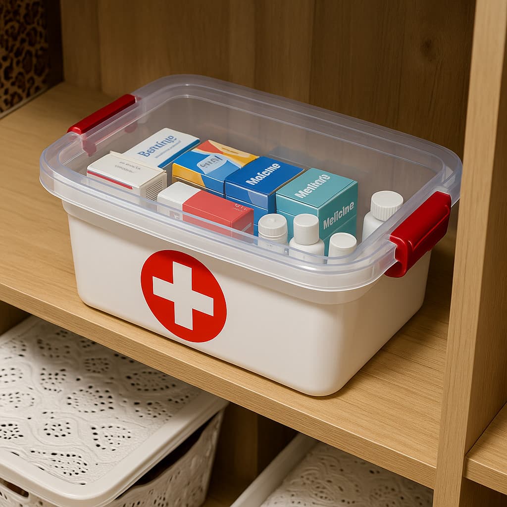 Maleta Primeiros Socorros Média Caixa De Remédios C/ Tampa Transparente