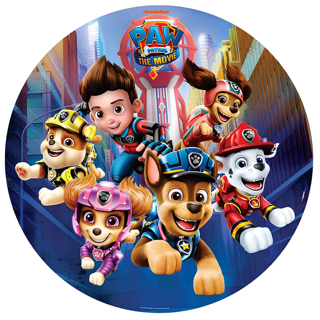 Capa de Painel Festa Desenho Redondo Tecido Sublimado Tema Patrulha Canina Vários Modelos 1,50x1,50 E 50X50CM