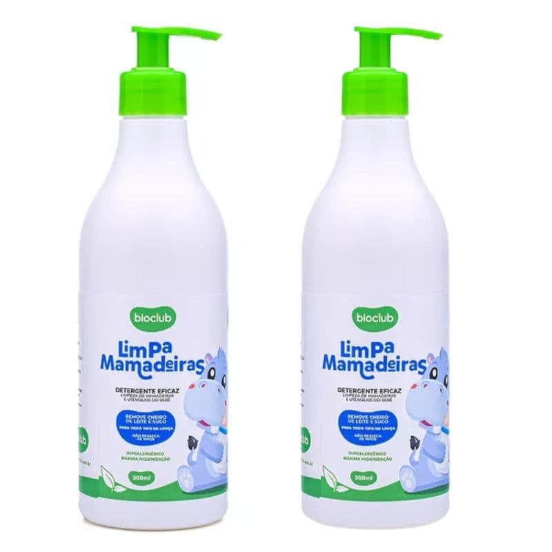2 Unidades Limpa Mamadeiras Vegano Detergente Elimina Odores 500ml