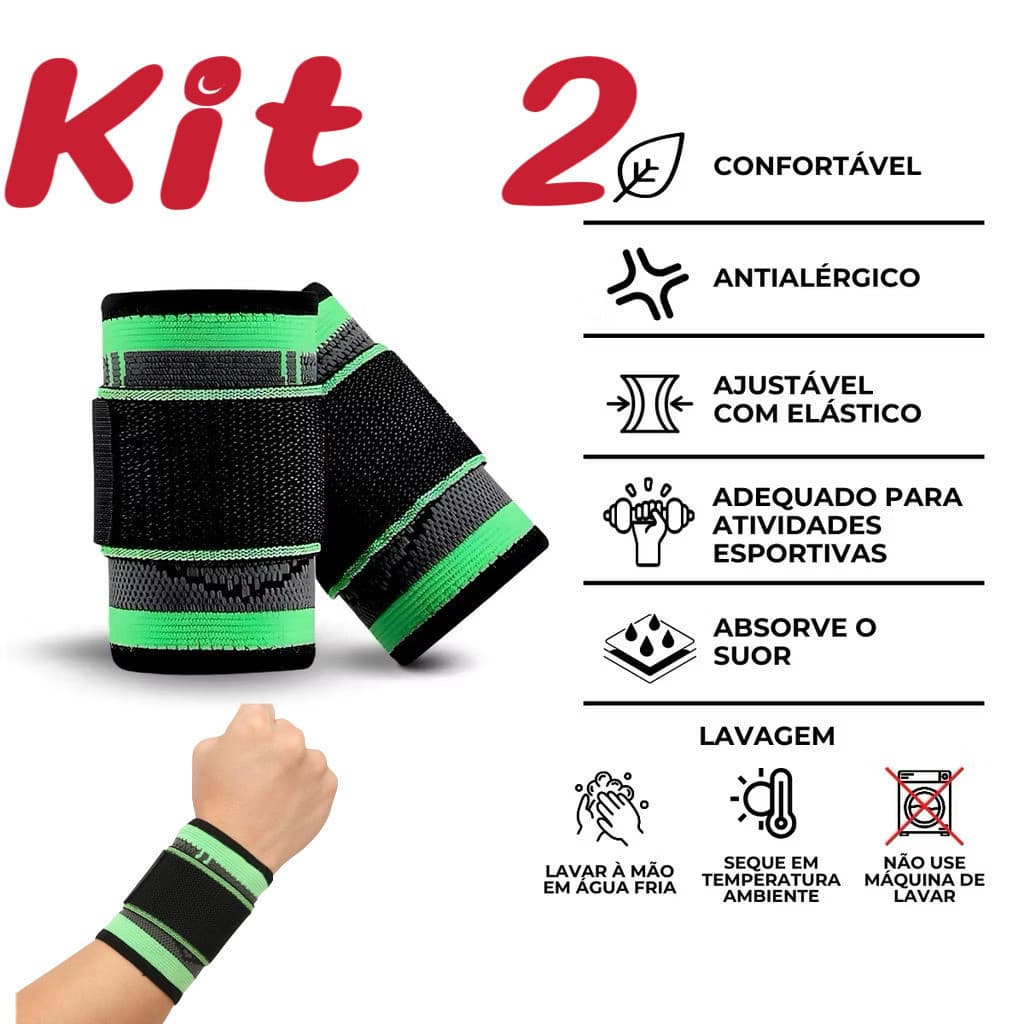 Kit 2 Munhequeira Compressão Esporte Academia Treinamento  marisa