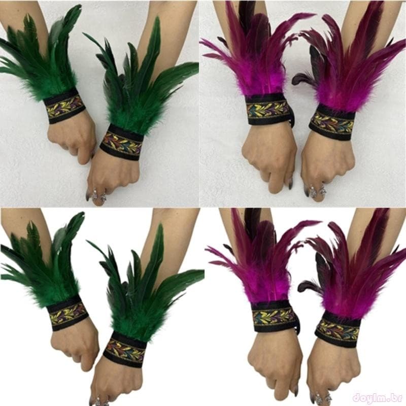 Dylm Halloween Punhos Pulso Punk Pena Pulseira Cosplay Festa Traje Capa