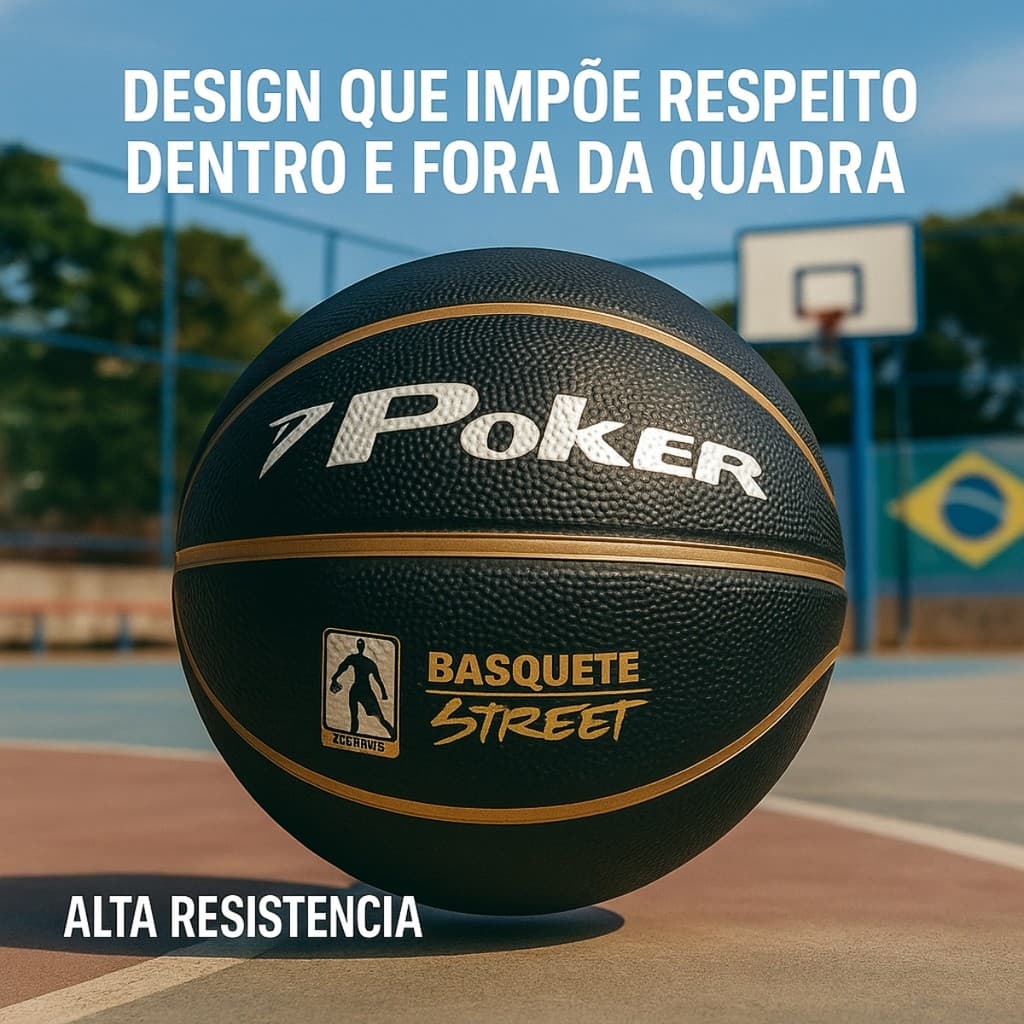 Bola Basquete Poker Street Quadra Externa Tamanho Oficial Profissional FIBA Outdoor Resistente