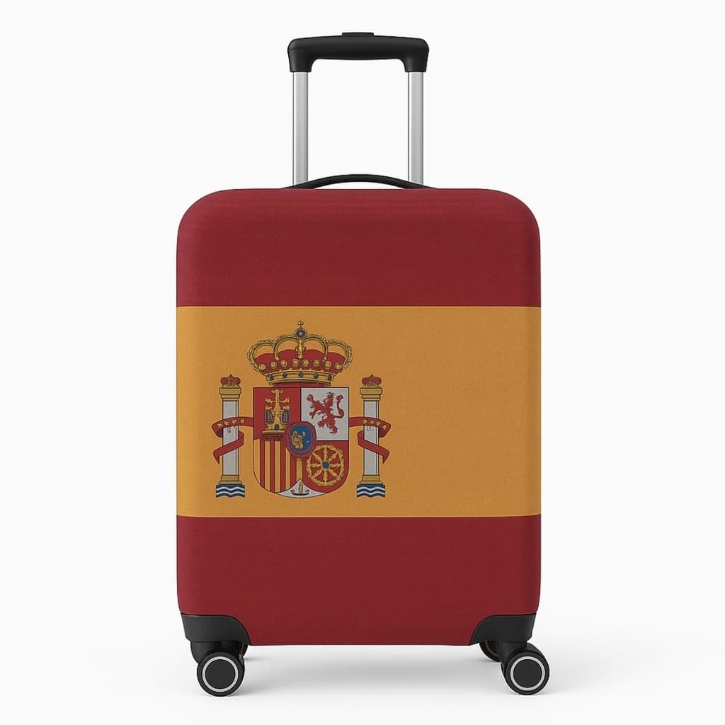 Capa para Mala de Viagem Tecido Suplex Bandeira Espanha Protetora de Bagagem Avião Resistente