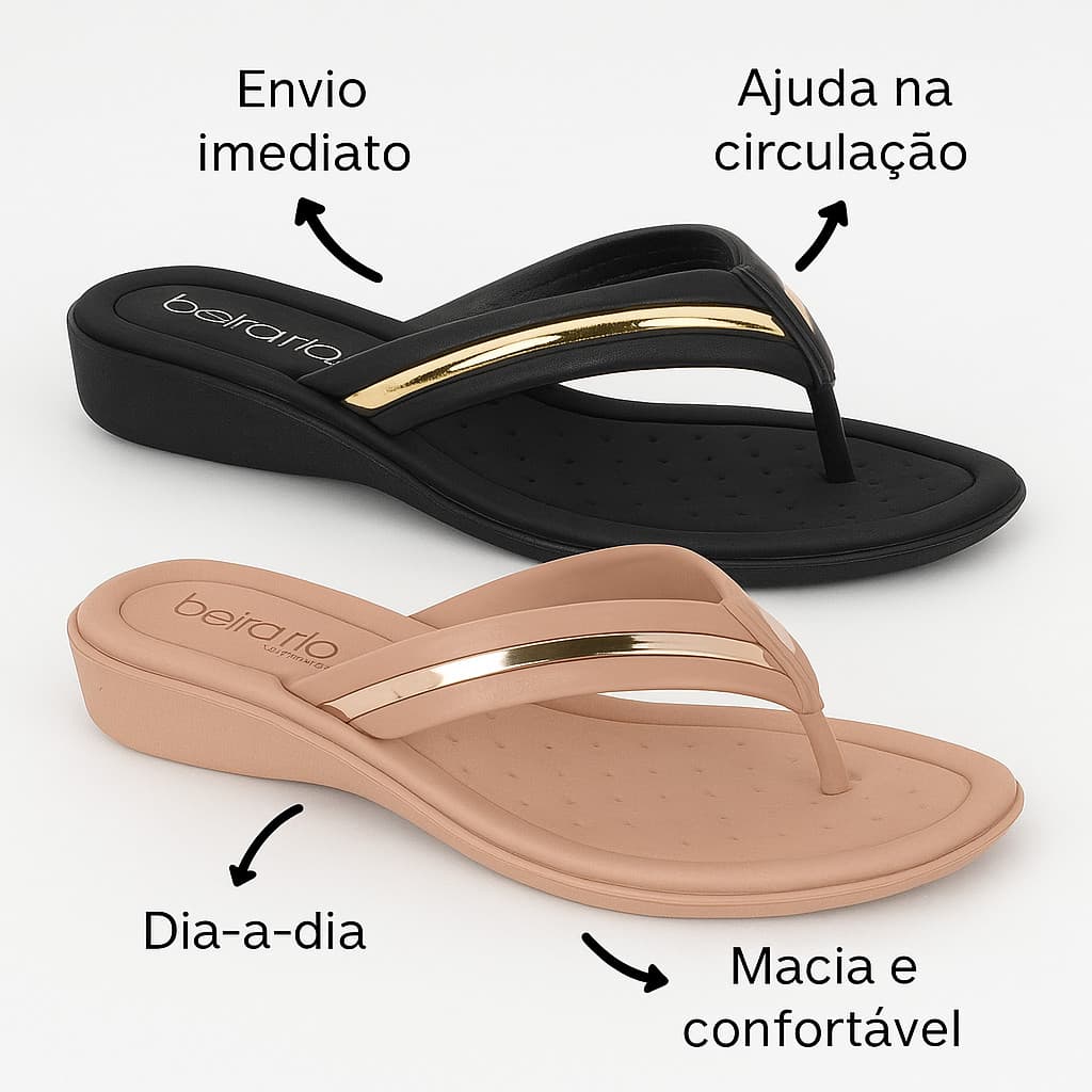 Sandália Chinelo Beira Rio Confortável Macia Dia a Dia Massageador Alivia Dor Idosa Vovó 8224.804