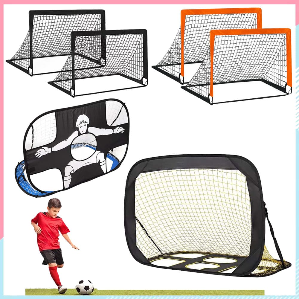 Conjunto de rede de gol de futebol 2 em 1, gol de futebol dobrável portátil para treinamento de crianças ao ar livre