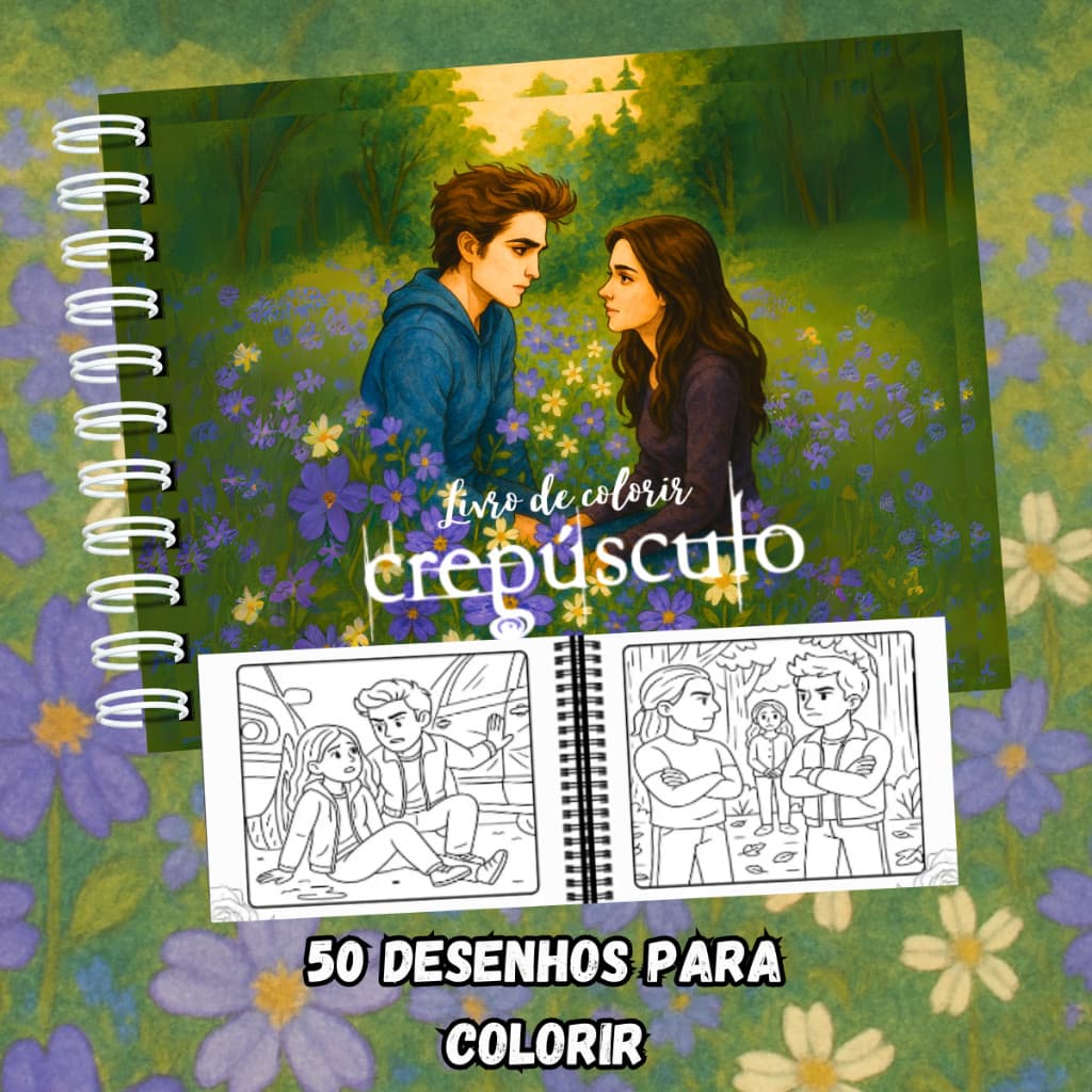 Livro De Colorir Crepúsculo 50 Desenhos A5 Capa Dura