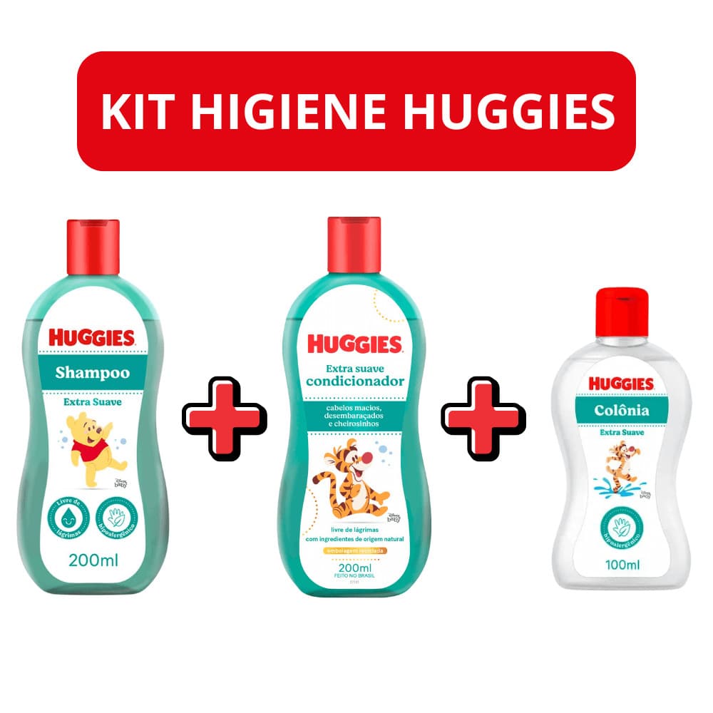 Kit Huggies Baby –  Shampoo e Condicionador 200ml + Colônia 100ml Extra Suave sem Lagrimas para Bebe