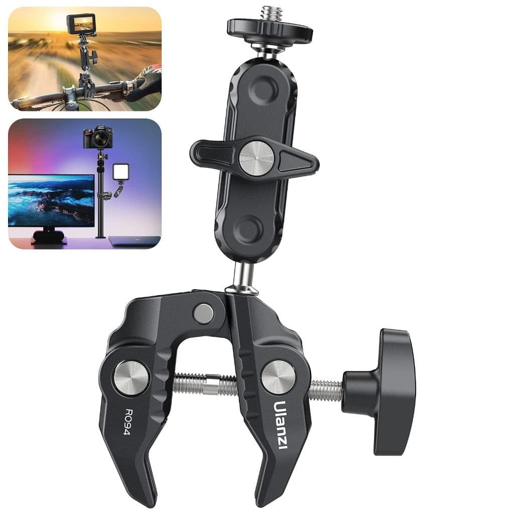 Braçadeira Ulanzi R094 Super Clamp Suporte multifuncional para câmera, suporte para monitor com cabeça esférica de 1/4“