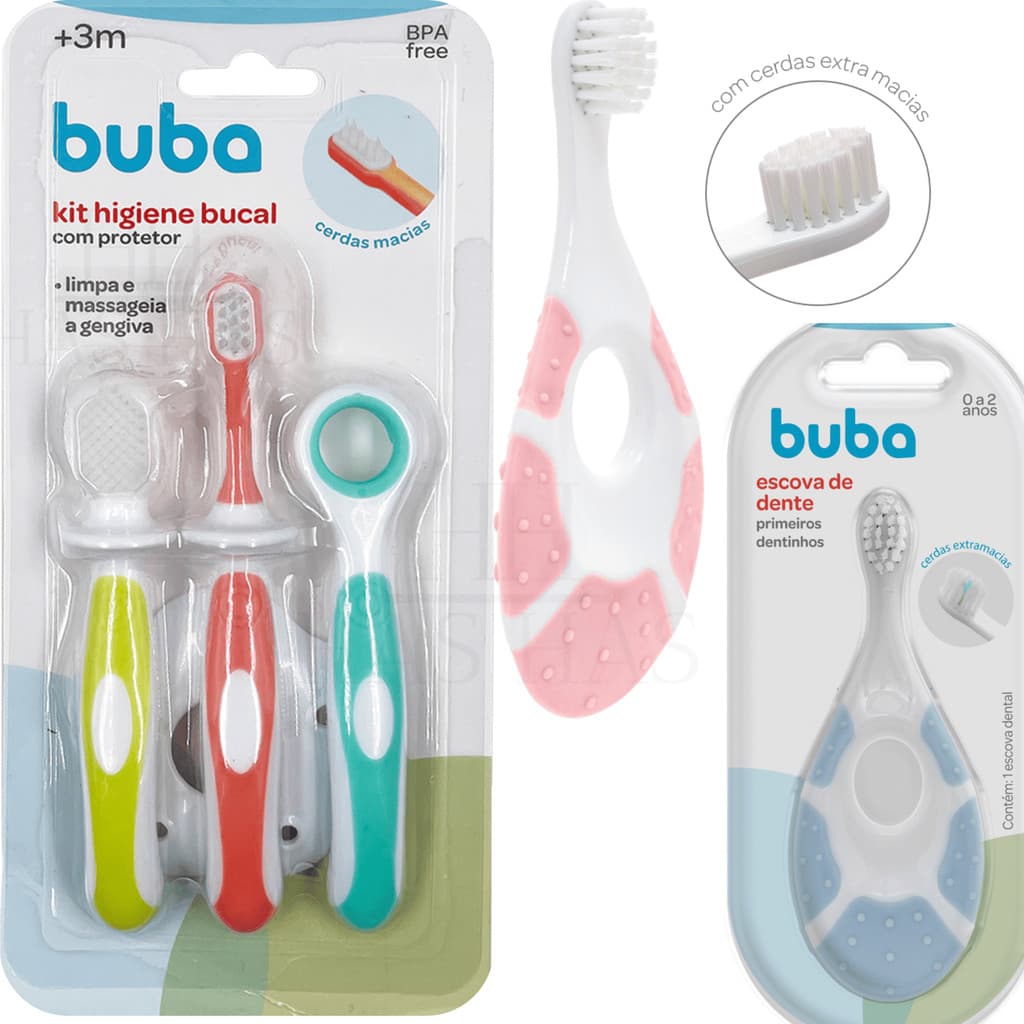 Escova De Dente Infantil Bebê Criança Higiene Bucal Buba Escovinha de Dente Com Cerdas Macias