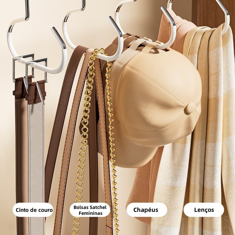 Cabide multifuncional de aço inoxidável para pendurar chapéus, cachecóis e roupas íntimas