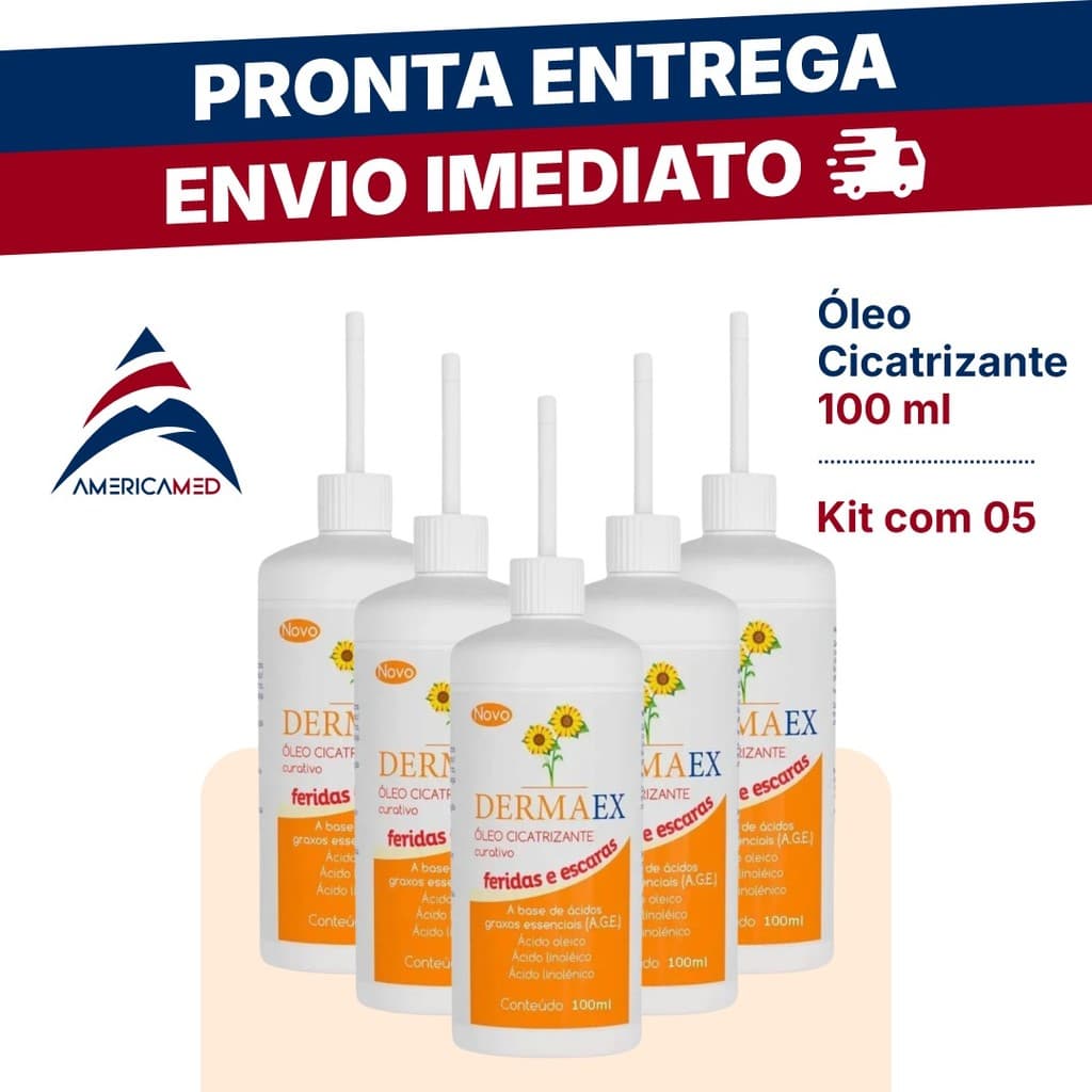 Kit 5 Óleo DERMAEX  A.G.E Feridas e Escaras Dersani Óleo De Girassol 100ml Cicatrizante