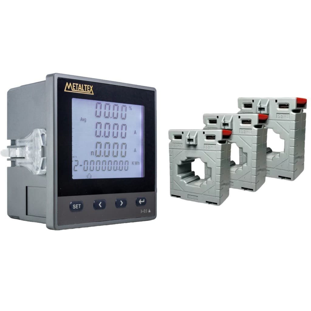 Kit Multimedidor Energia Digital 96x96mm + 3x Tc's 100/5A